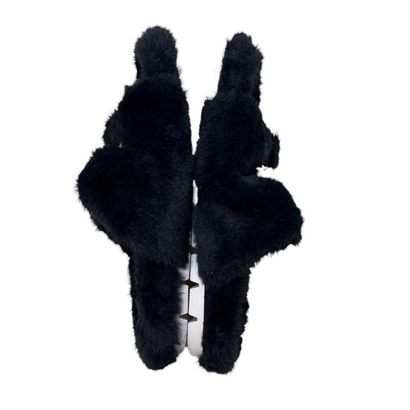 Urban Sport by J Slide Babee Faux Fur Sandal Slide Black Size 8 Double Buckle - Picture 6 of 9